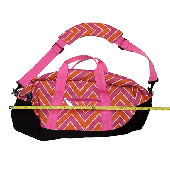 Wildkin Pink and Orange Stripe Overnight Duffle Zig Zag Pink Orange 20" x 10" - Picture 2 of 8